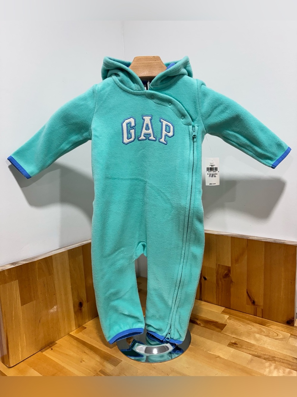 Baby GAP Teal Fleece Hooded One-Piece